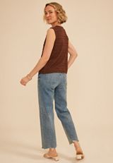 Textured Stripe Tie Front Vest, C6058, small