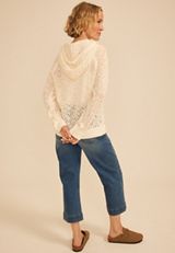 Hooded Open Stitch Crochet Pullover, C8232, small