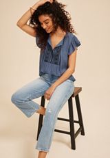 Embroidered Peasant Blouse, C4199, small