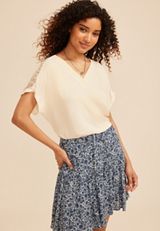 Lace Back Dolman Sleeve Blouse, C8232, small