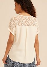 Lace Back Dolman Sleeve Blouse, C8232, small