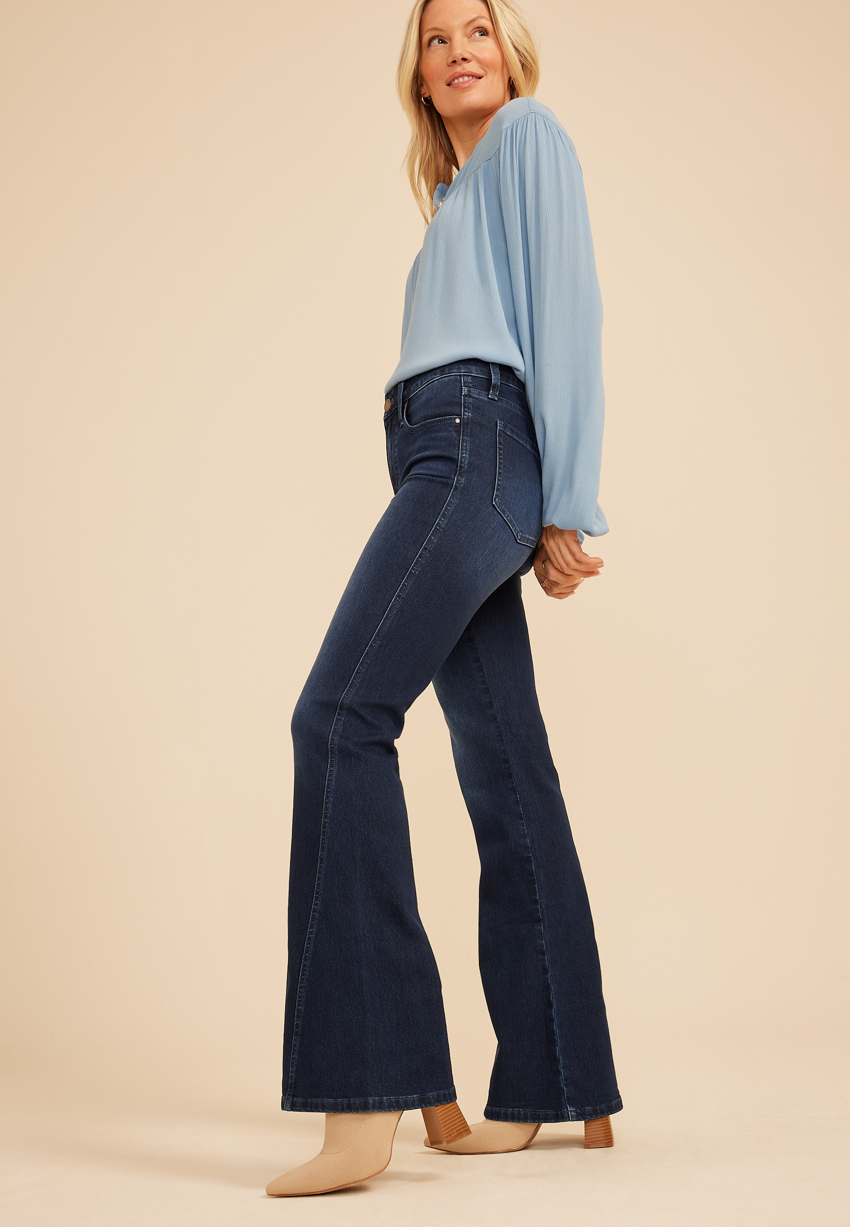 Everflex&trade; High Rise Twisted Seam Flare Jean, C258, large