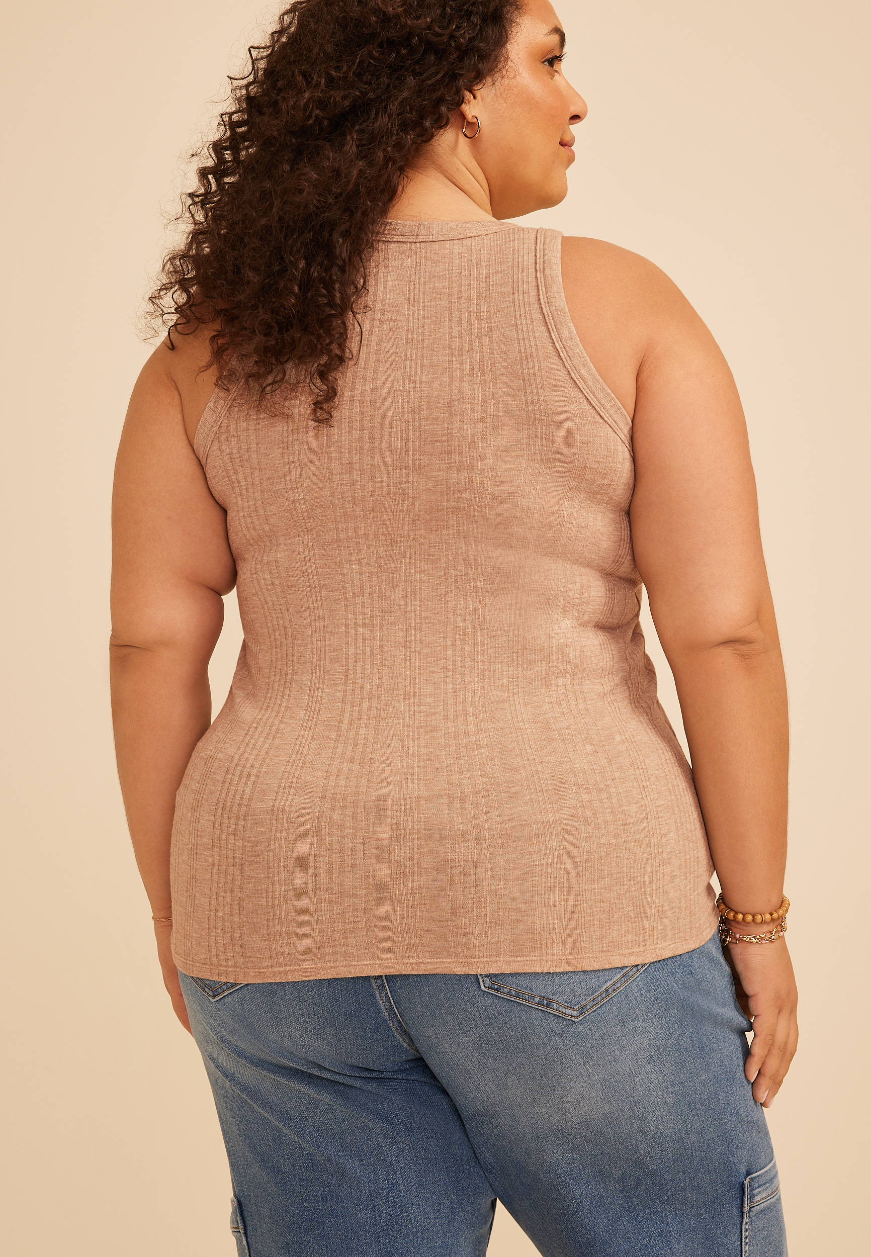 Plus Size 24/7 Variegated Ribbed Highline Tank Top, C977, large
