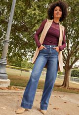 Everflex&trade; Dark High Rise Tall Hem Wide Leg jean, C258, small