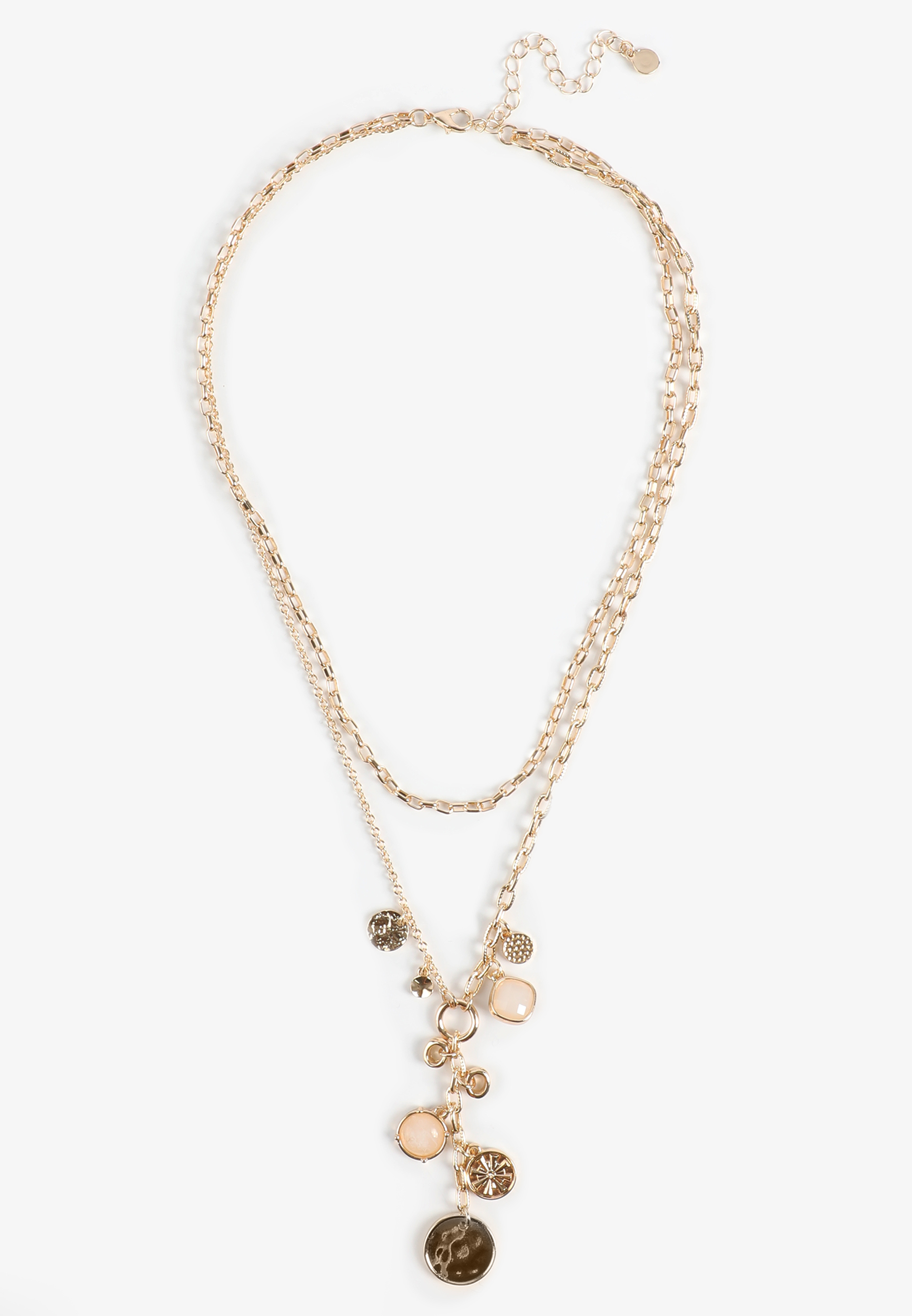 Gold Multi Charm Layered Necklace, C605, large