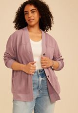 Plus Size Terry Pocket Cardigan, C9247, small