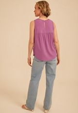 Embroidered Ladder Trim Tank Top, C4819, small