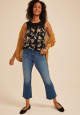 Floral Crochet Yoke Tank Top, C1756, small