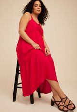 Plus Size Bare Sweetheart Tiered Midi Dress, C6865, small