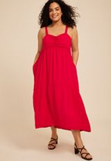 Plus Size Bare Sweetheart Tiered Midi Dress, C6865, small