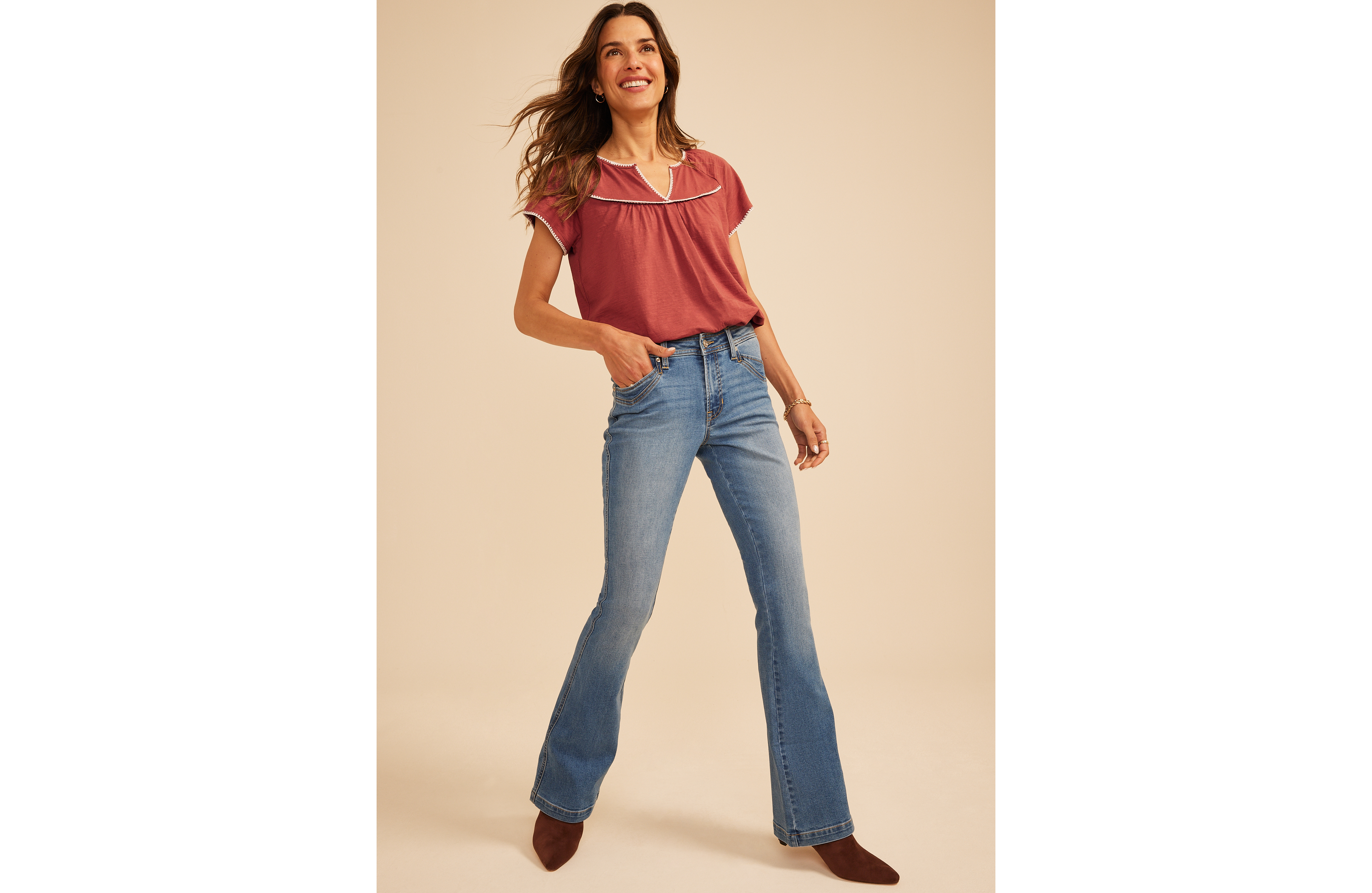 m jeans by maurices™ Mid Rise Western Pocket Flare Jean