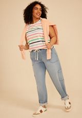 Plus Size m jeans by maurices&trade; Light Soft Knit High Rise Rolled Hem Jogger, C2806, small