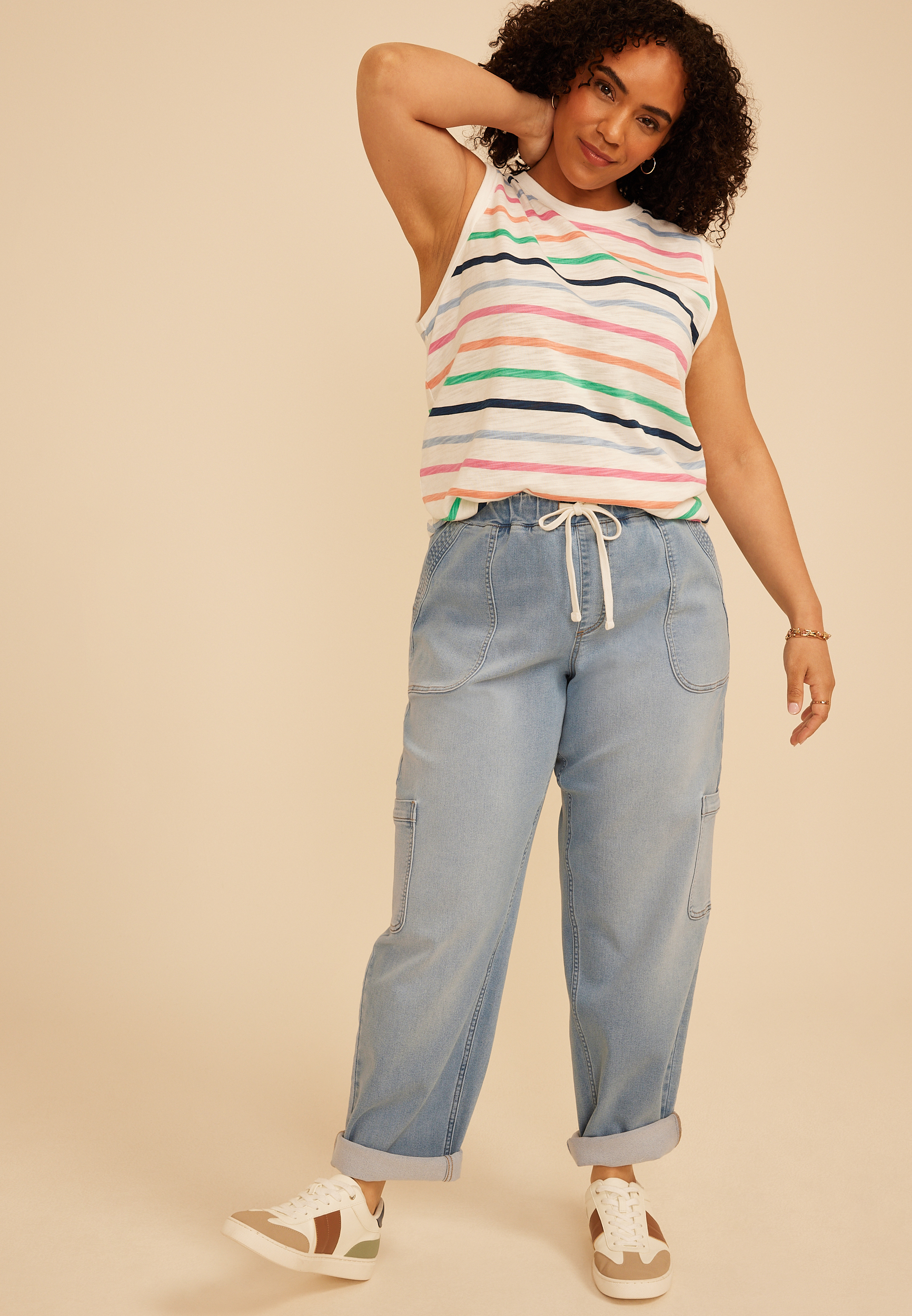 Plus Size m jeans by maurices&trade; Light Soft Knit High Rise Rolled Hem Jogger, C2806, large