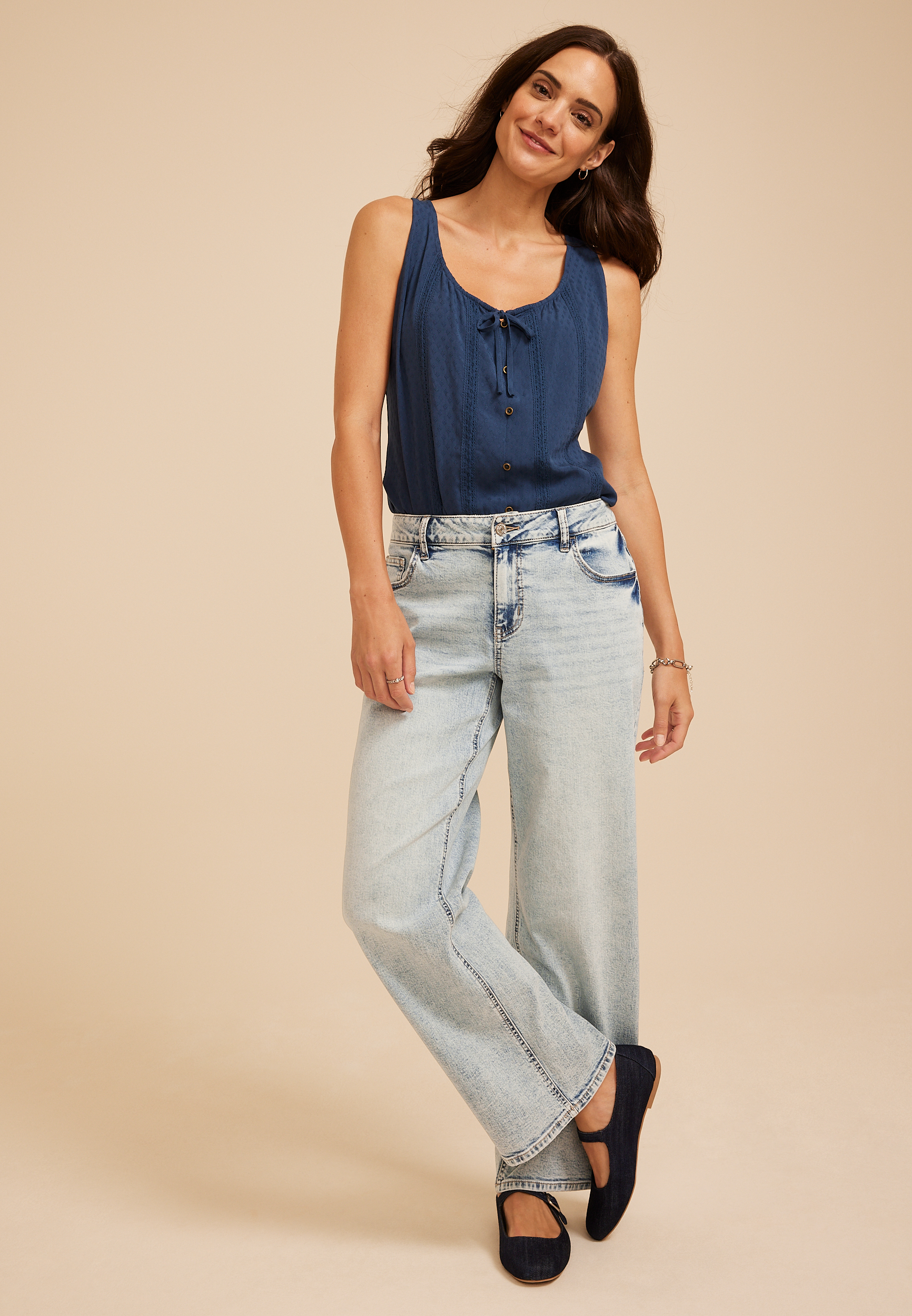 Low Slung Loose And Baggy Wide Leg Jean