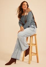 Plus Size Mid Rise Loose And Baggy Wide Leg Jean, C2806, small