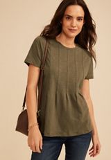 Pleated Short Sleeve Tee, C7657, small