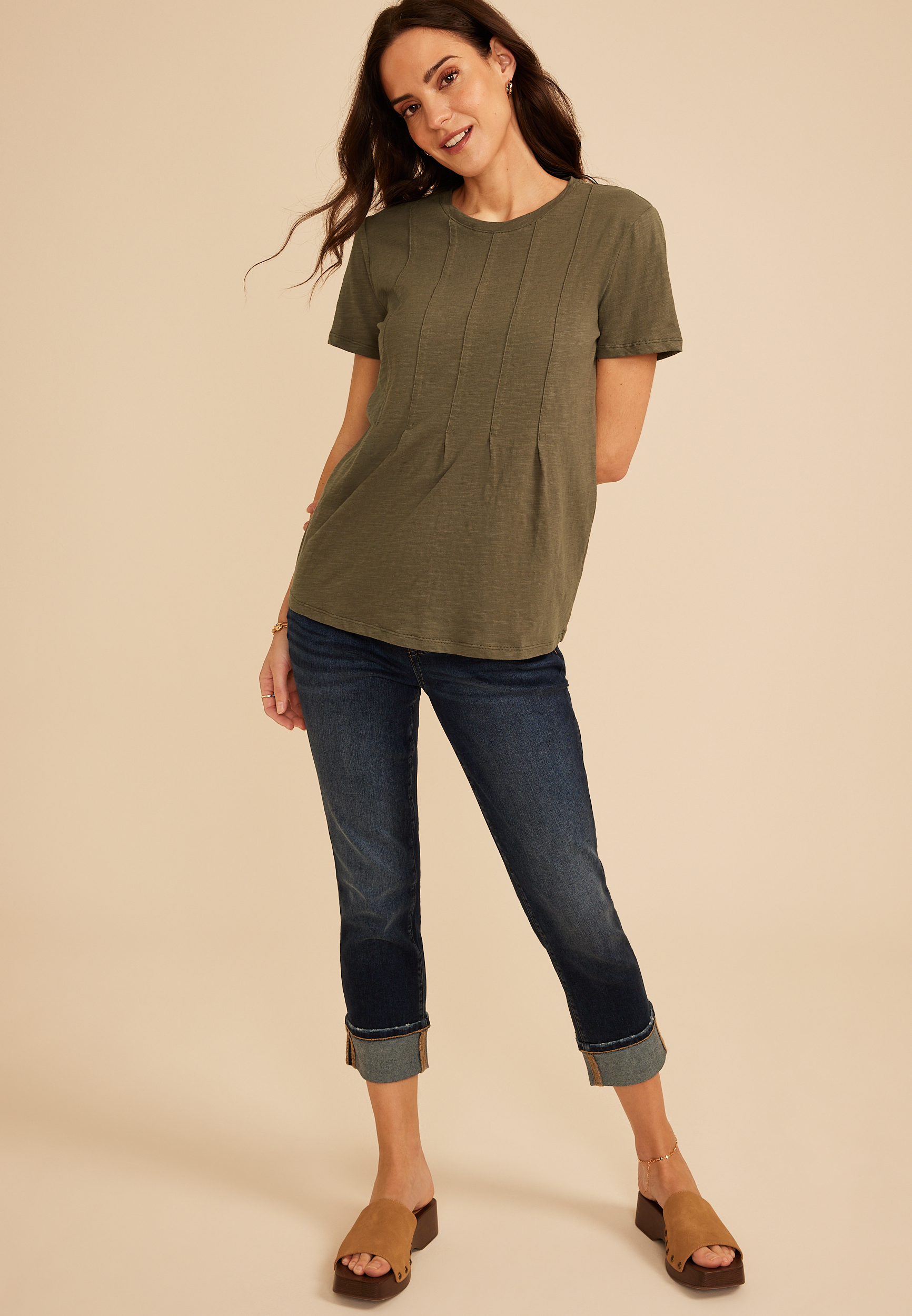 Pleated Short Sleeve Tee, C7657, large