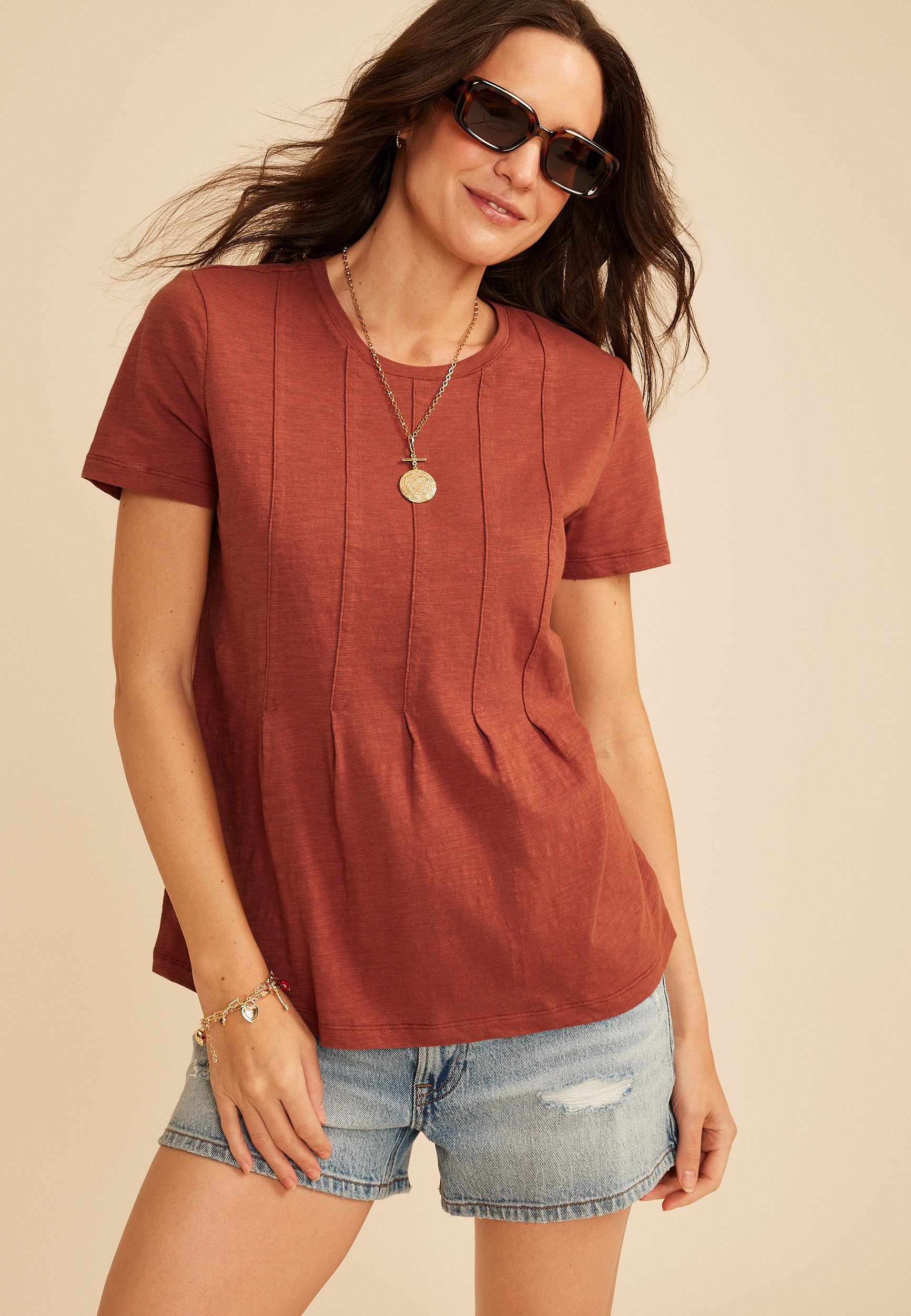 Pleated Short Sleeve Tee