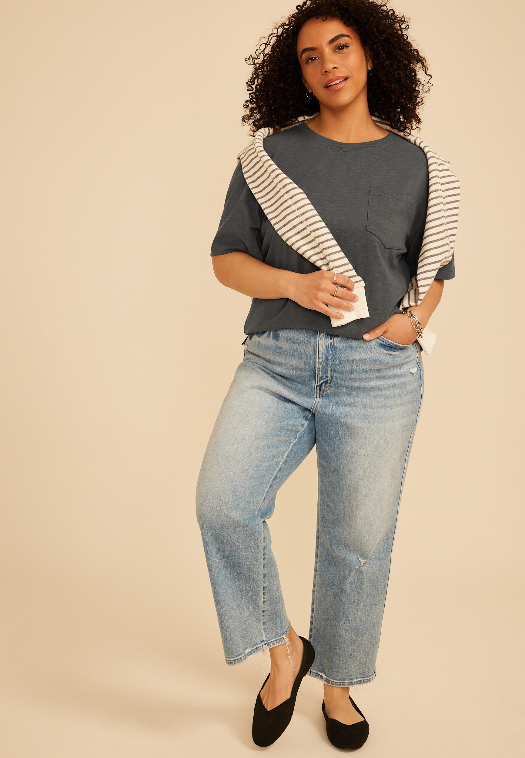Plus Size 24/7 Cotton Pocket Tee