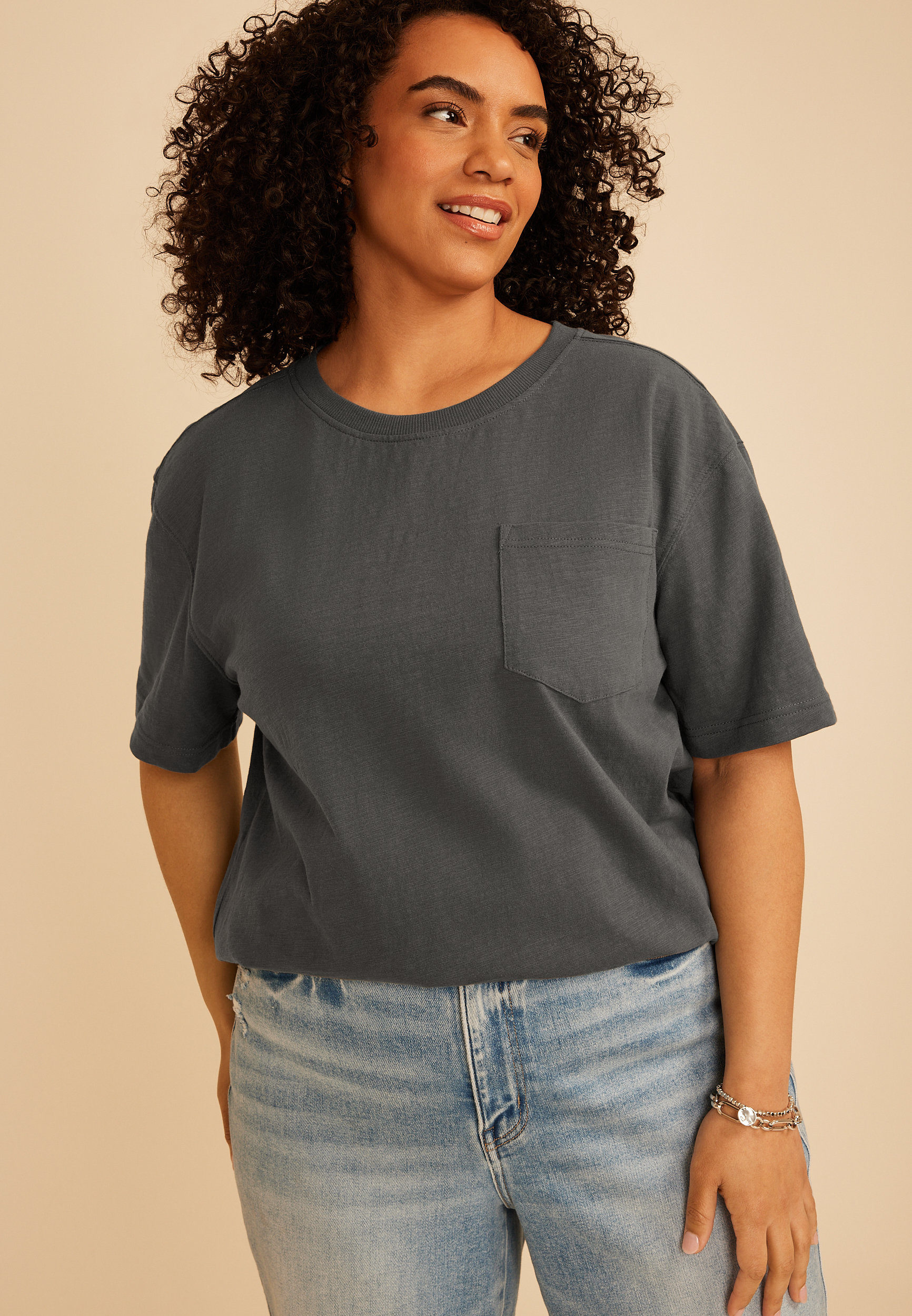 Plus Size 24/7 Cotton Pocket Tee - thumbnail 6