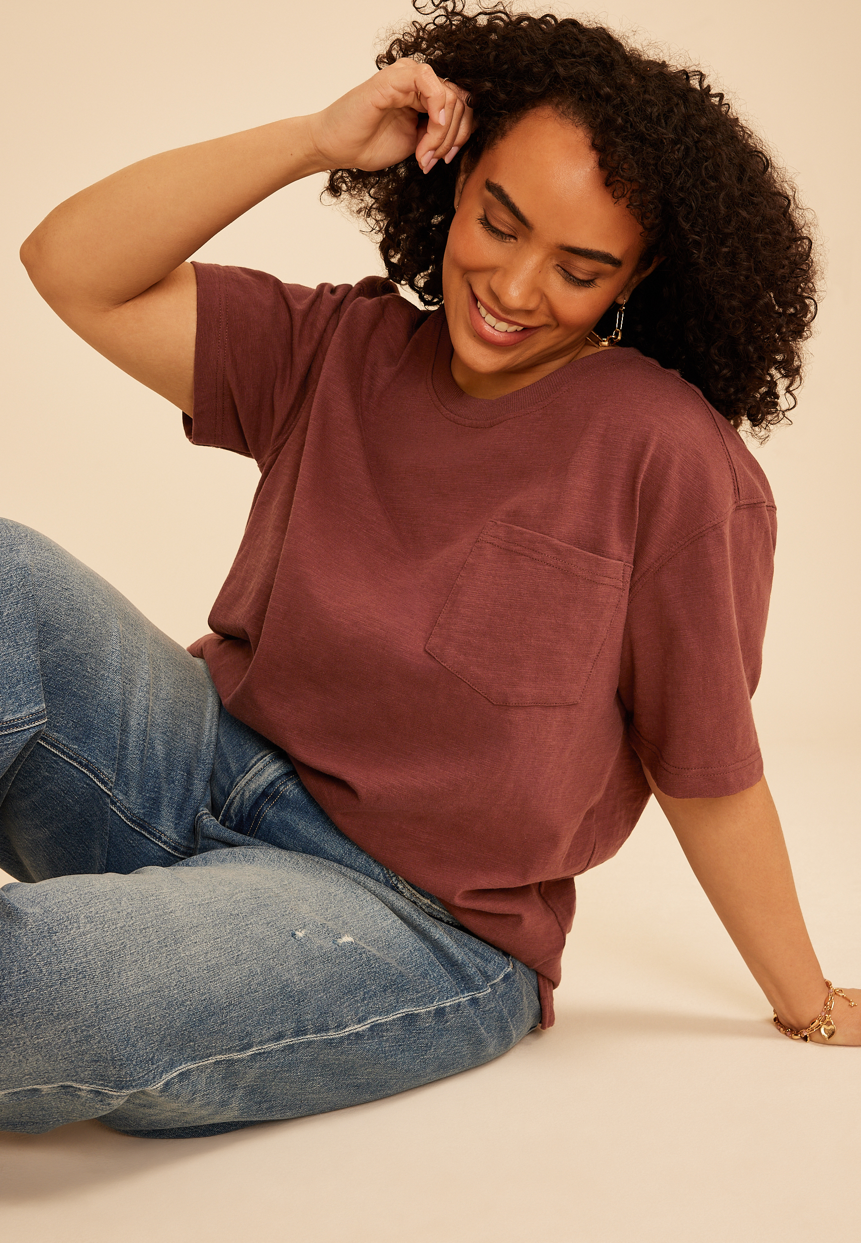 Plus Size 24/7 Cotton Pocket Tee