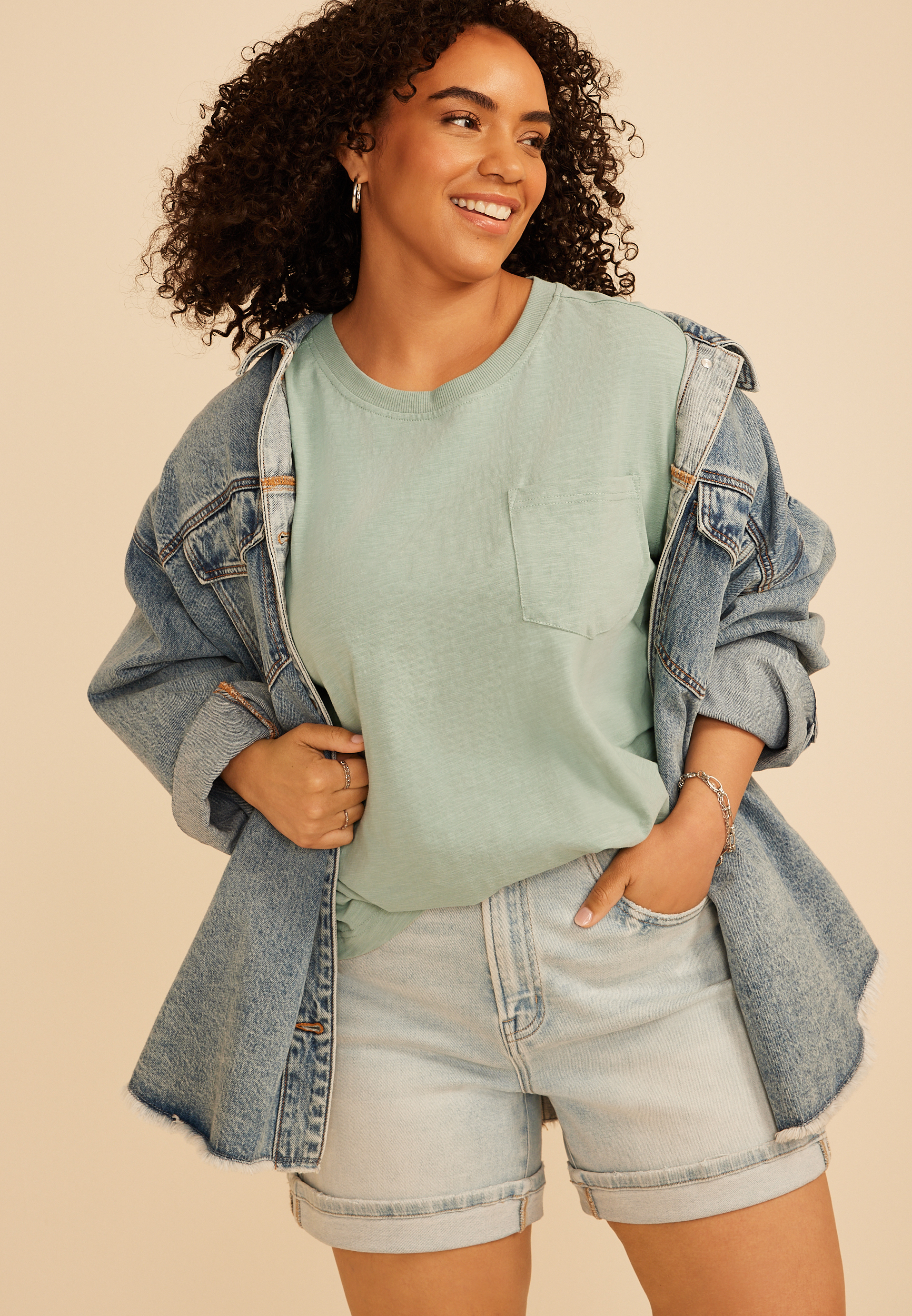 Plus Size 24/7 Cotton Pocket Tee