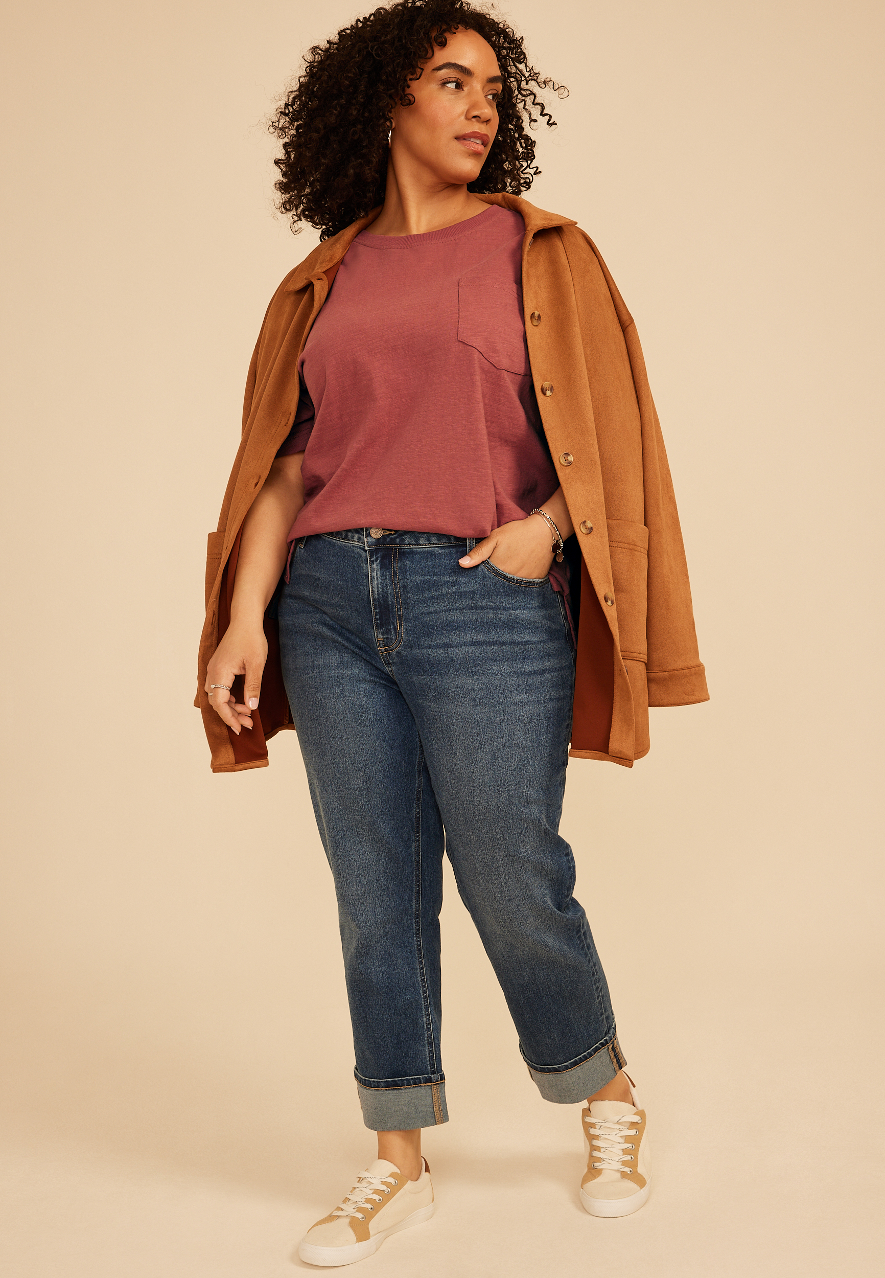 Plus Size 24/7 Cotton Pocket Tee