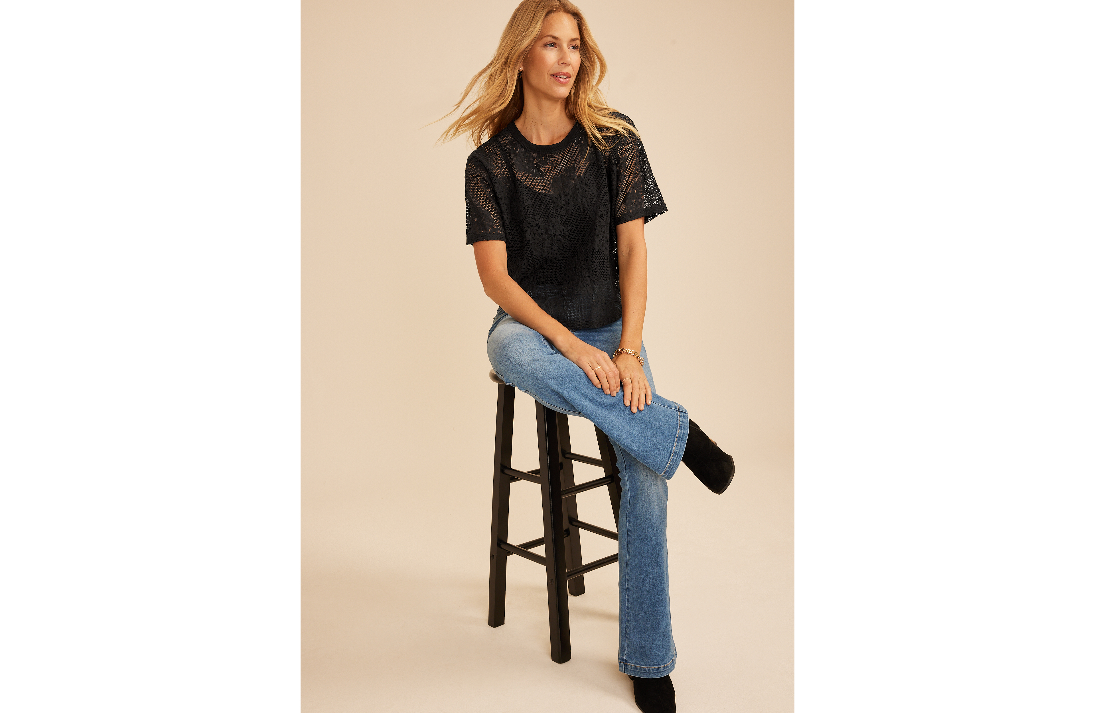 Studio Y Sheer Floral Lace Tee