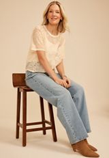 Studio Y Sheer Floral Lace Tee, C1212, small