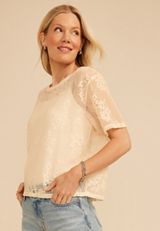 Studio Y Sheer Floral Lace Tee, C1212, small
