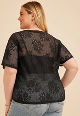 Plus Size Studio Y Lace Short Sleeve Tee, C106, small