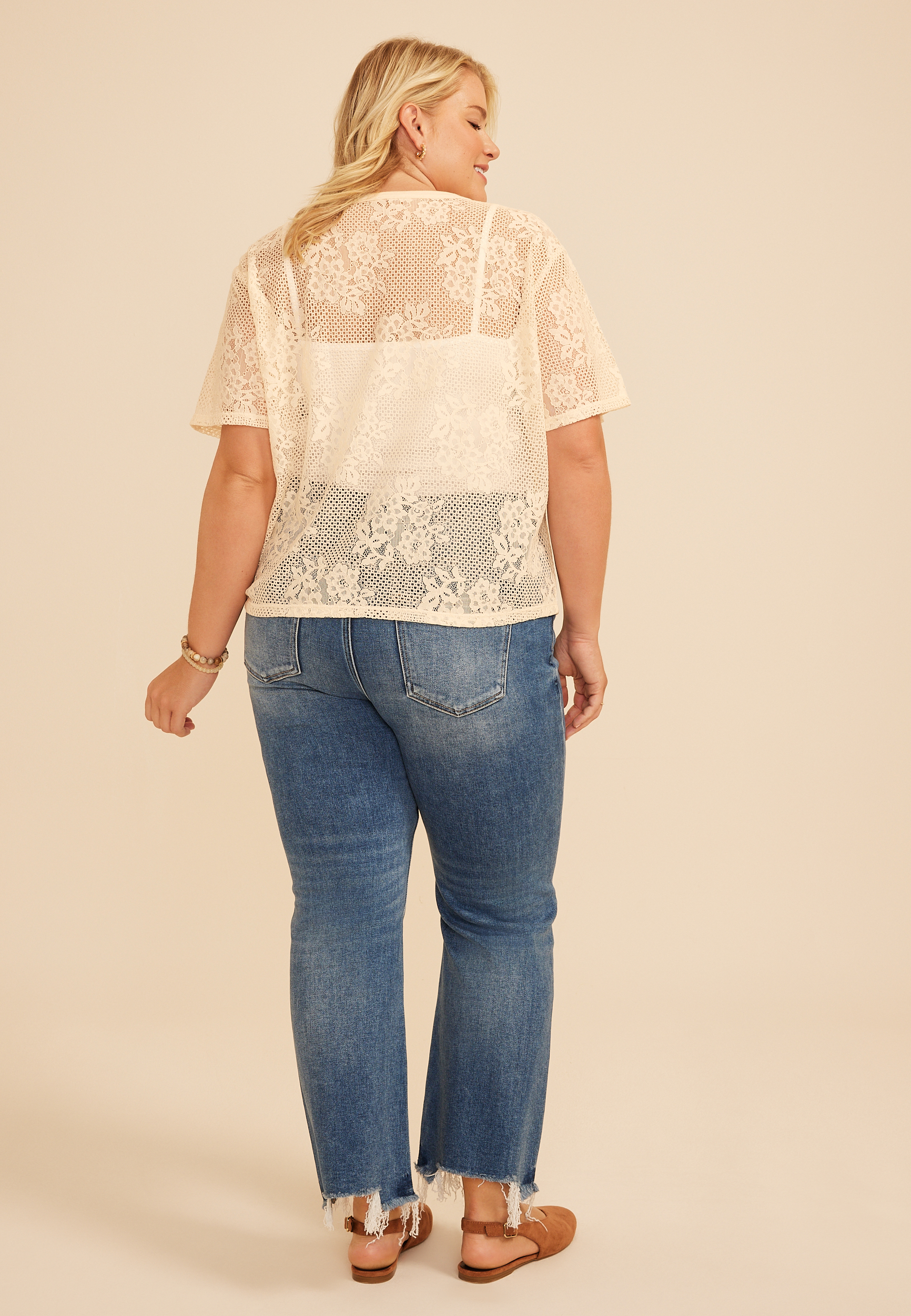 Plus Size Studio Y Lace Short Sleeve Tee - thumbnail 8