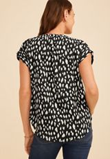 Delton Printed Henley Blouse, C343, small