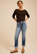KanCan&trade; Mid Rise Fray Waist Straight Jeans, C258, small