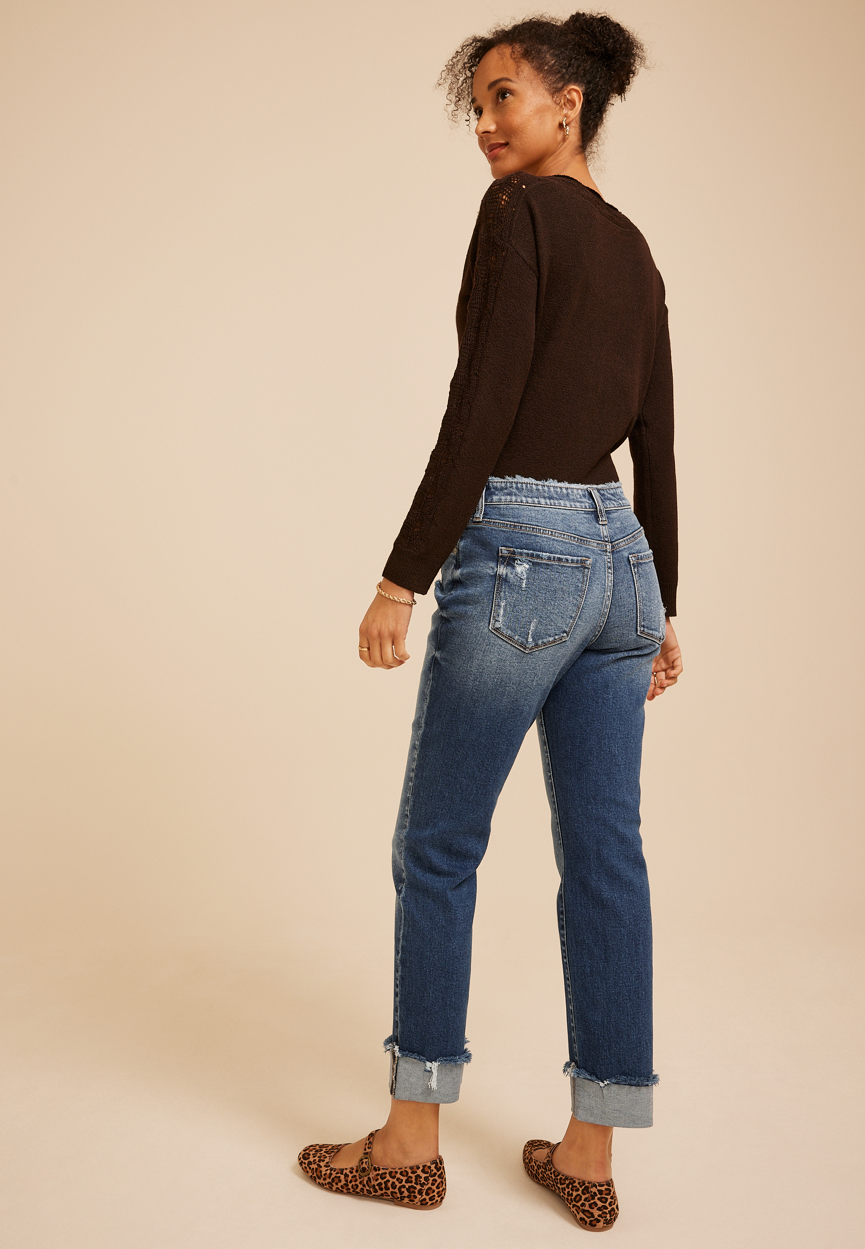 KanCan&trade; Mid Rise Fray Waist Straight Jeans, C258, large