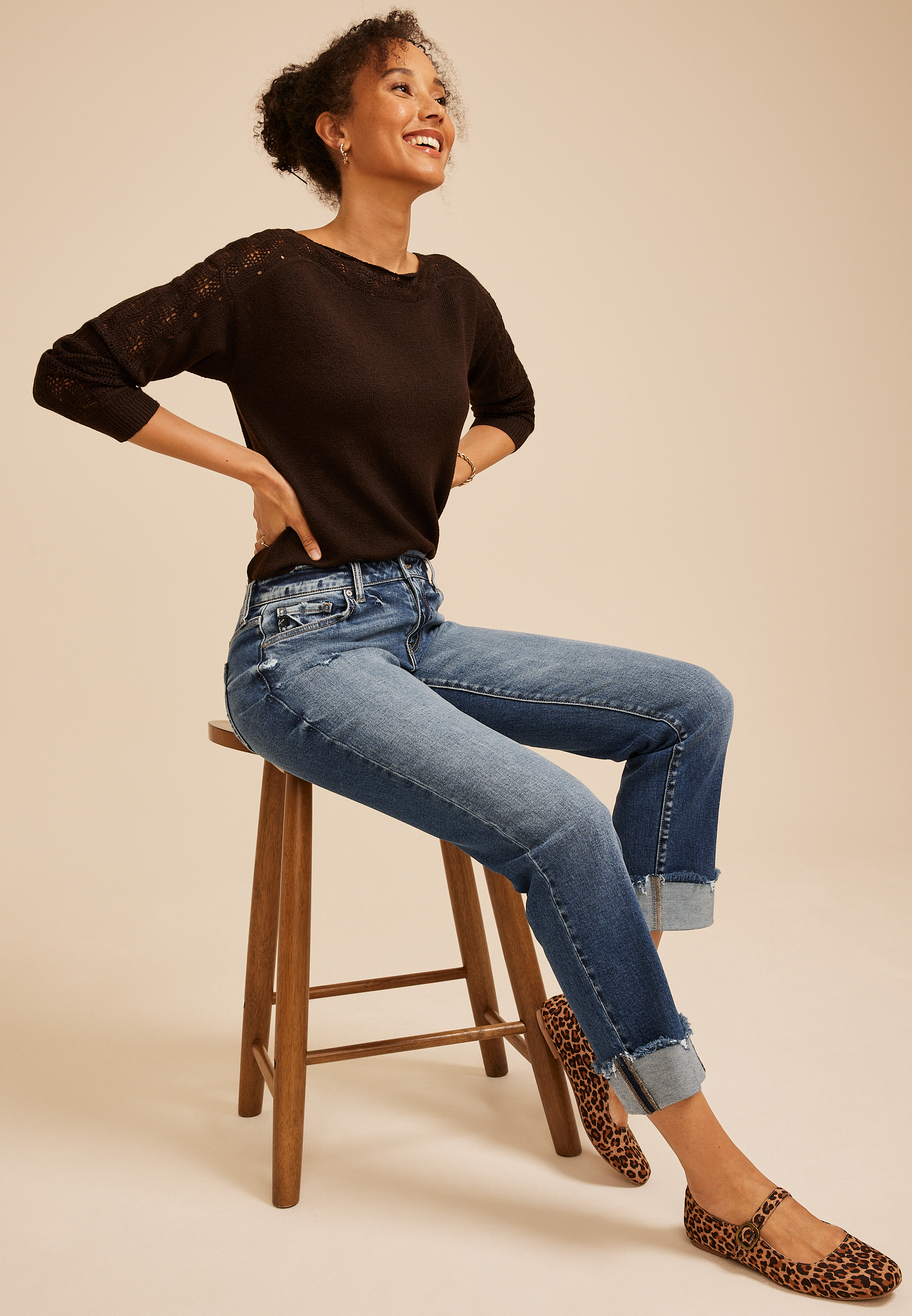 KanCan&trade; Mid Rise Fray Waist Straight Jeans, C258, large