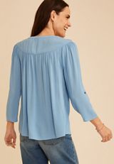 Button Front 3/4 Sleeve Blouse, C6929, small