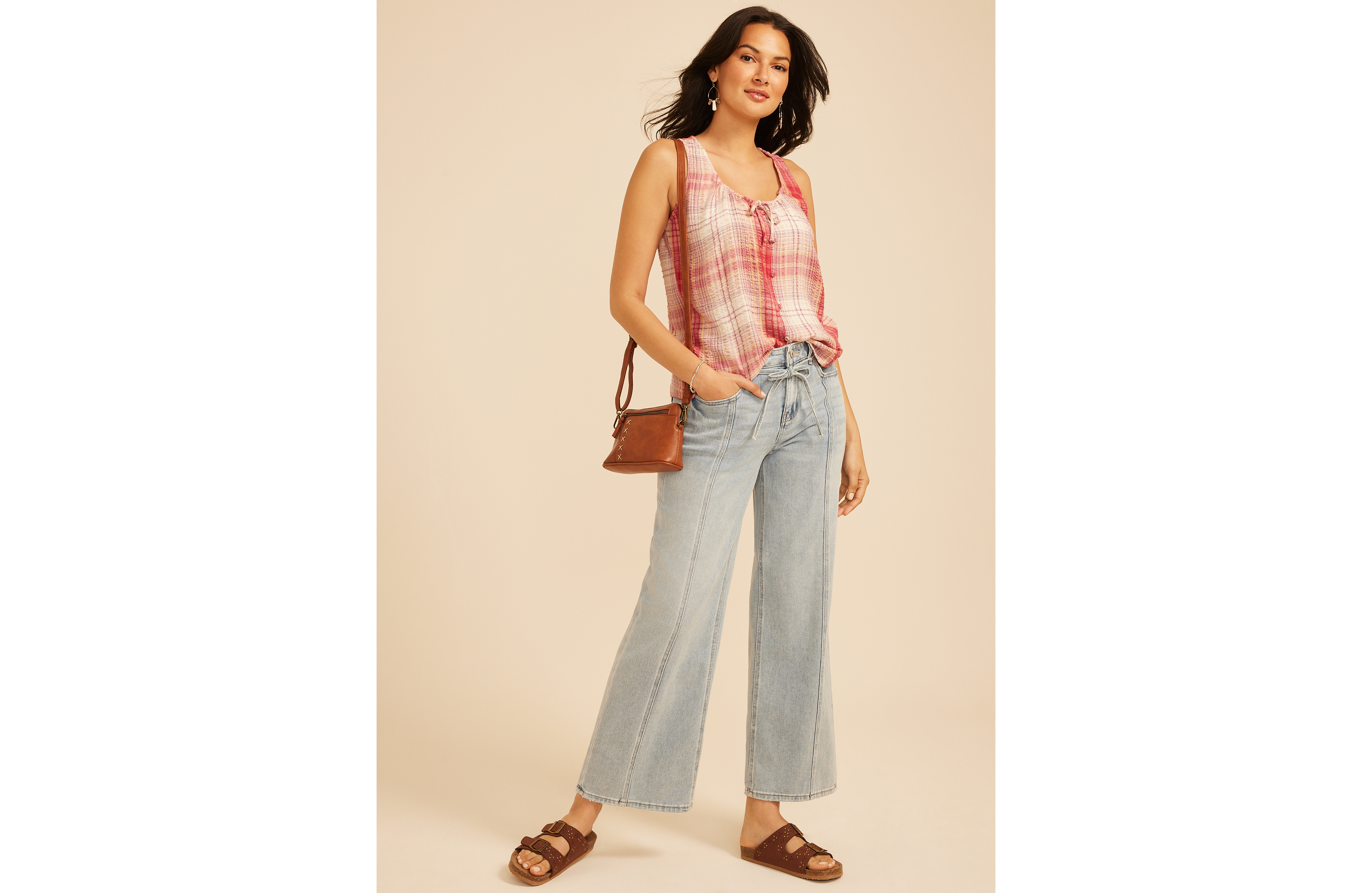 Plaid Button Front Tank Top