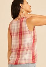 Plaid Button Front Tank Top, C1524, small