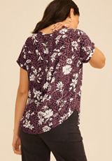 Delton Zipper Back Animal Floral Print Blouse, C290, small