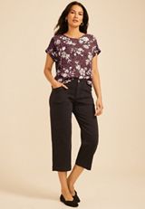 Delton Zipper Back Animal Floral Print Blouse, C290, small