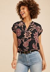 Delton Floral Henley Blouse, C1524, small