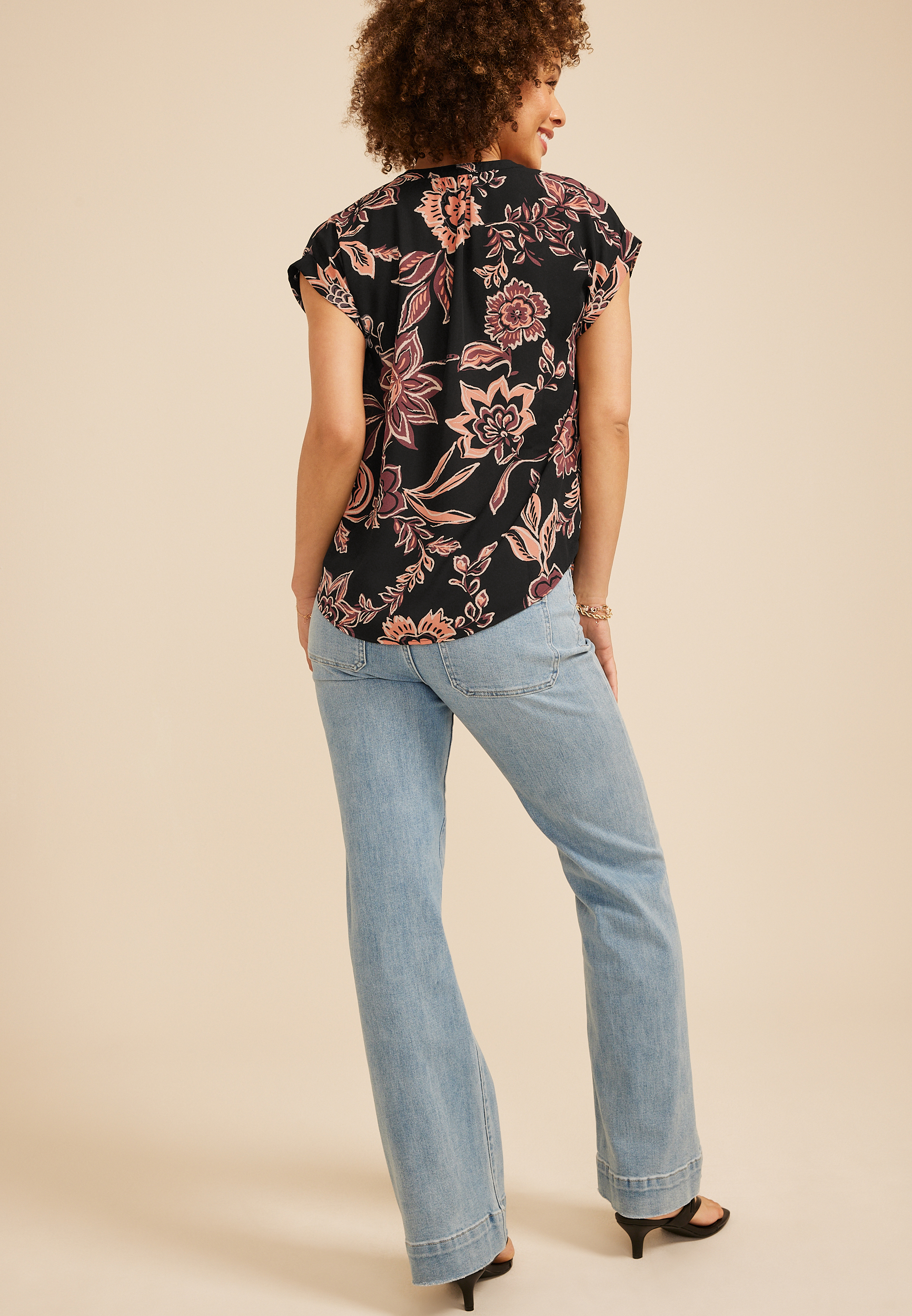 Delton Floral Henley Blouse, C1524, large