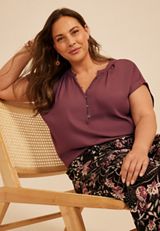Plus Size Delton Henley Blouse, C8758, small