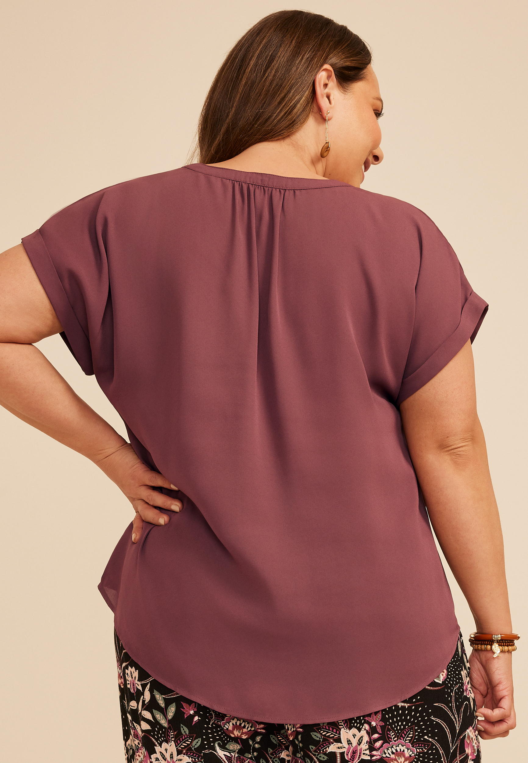 Plus Size Delton Henley Blouse, C8758, large