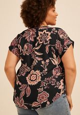 Plus Size Delton Floral Henley Blouse, C1524, small