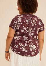Plus Size Delton Zipper Back Animal Floral Print Blouse, C290, small