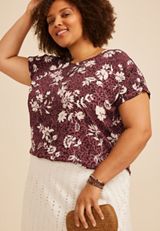 Plus Size Delton Zipper Back Animal Floral Print Blouse, C290, small