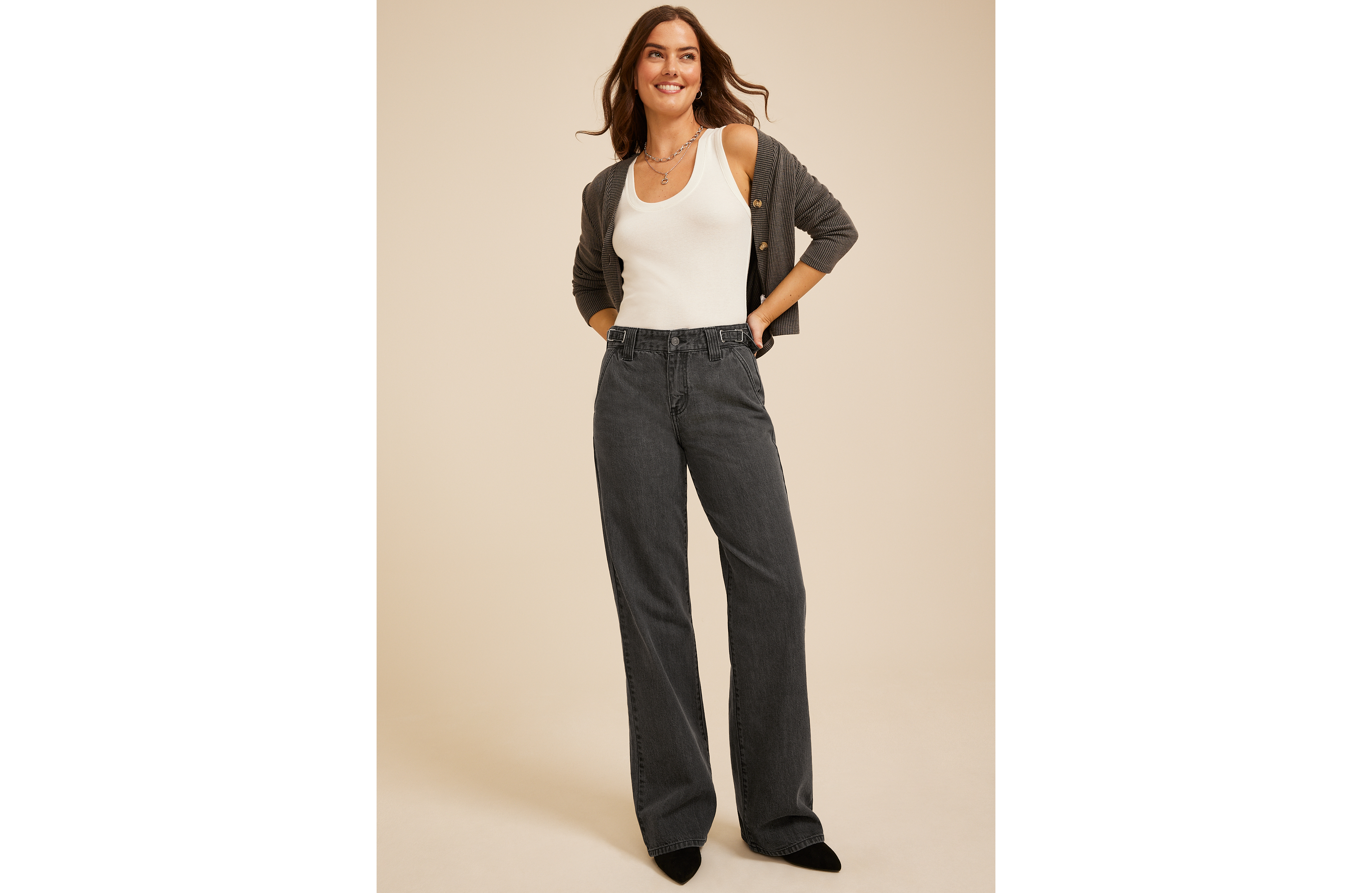 KanCan™ High Rise Black Slim Wide Leg Jean