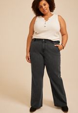 Plus Size KanCan&trade; High Rise Black Slim Wide Leg Jean, C106, small